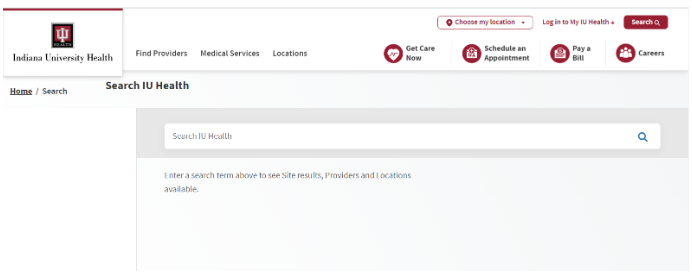 Indiana University Health website design